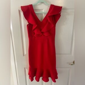 Elegant Red Ruffle Dress